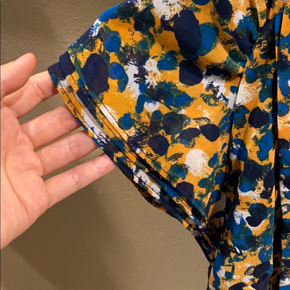 H&M chiffon dress navy yellow print - Picture 2 of 4